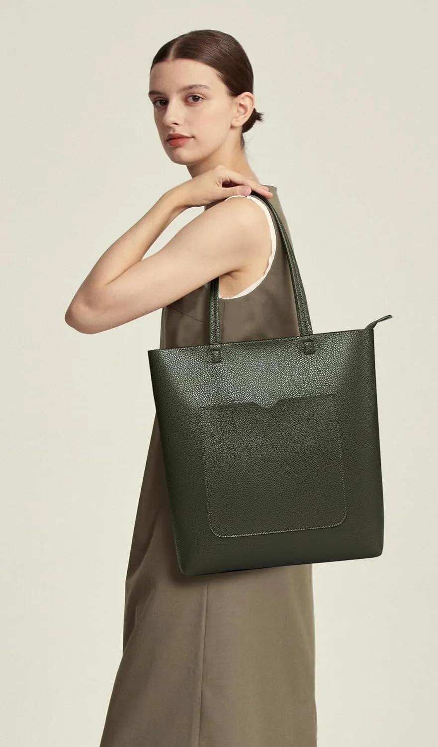 KALIDI Tote Bag Women Shoulder Bag Soft Vegan Leather Purse with Zipper Large Casual Handbags for 17'' Laptop Work Travel