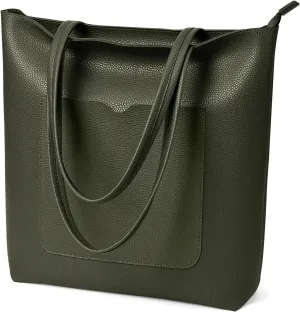 KALIDI Tote Bag Women Shoulder Bag Soft Vegan Leather Purse with Zipper Large Casual Handbags for 17'' Laptop Work Travel