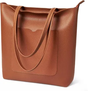 KALIDI Tote Bag Women Shoulder Bag Soft Vegan Leather Purse with Zipper Large Casual Handbags for 17'' Laptop Work Travel