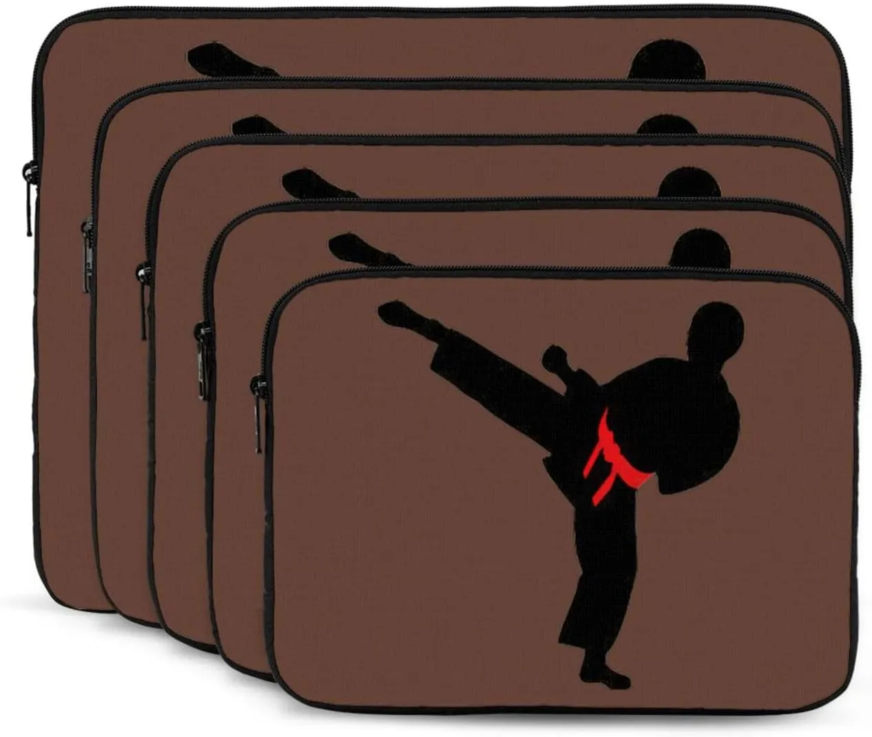 Karate Boy Vector Changeable Belt Color Print Laptop Case Stylish Water-Resistant Laptop Sleeve Carry Laptop Bag for Men Women