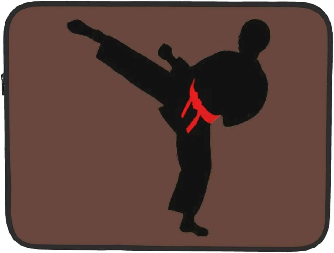 Karate Boy Vector Changeable Belt Color Print Laptop Case Stylish Water-Resistant Laptop Sleeve Carry Laptop Bag for Men Women
