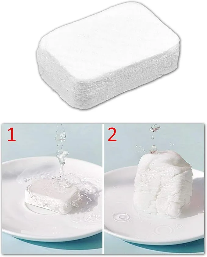 Kare & Kind 10 Pack Compressed Towels - Soft Cotton Tablet Washcloths for Travel, Sports, Camping, Home, Salon, Hotels - Chemical-Free Unscented Towels - Use for Face and Body