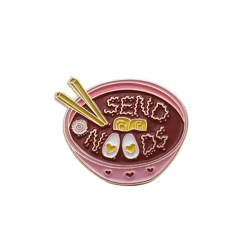 Kawaii Noodle Love 🍜✨ Enamel Pin - Cute Ramen Brooch for Backpacks & Jackets, Fun Accessory Gift for Kids & Friends! 🎁💕
