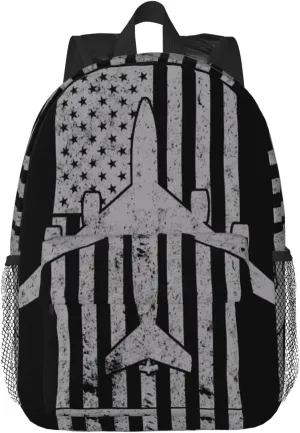 KC-135 Stratotanker Military Tanker Aircraft Vintage Flag Backpack 15 Inch Laptop Backpacks Casual Daypack Travel Rucksack Sport Backpack Adjustable Straps Work Bags for Gym Camping Hiking