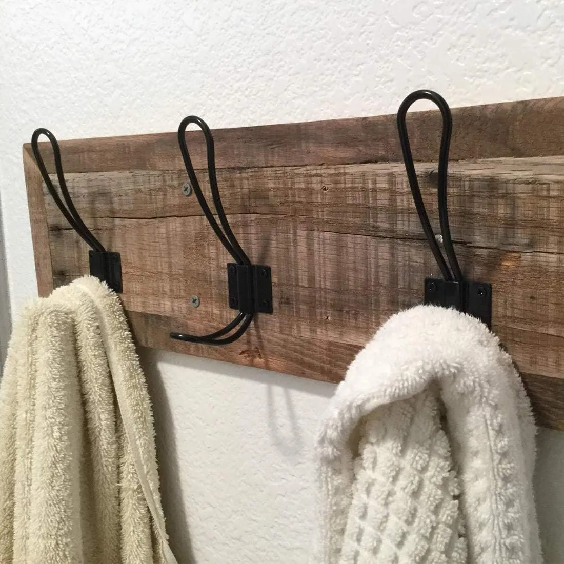 Keadic 12 Pack Heavy Duty Rustic Black Coat Hooks Kit with Screws and Expansion Screws Included, Wall Mounted Coat Hanger | Double Vintage Wall Hooks for Hanging Look (Black - 12 Pack)