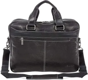 Kenneth Cole "Take The Op-Port-unity" Leather Double Gusset 15.6" Laptop Briefcase (Black)