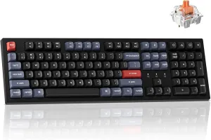 Keychron K10 Pro Wireless Custom Mechanical Keyboard, QMK Programmable Bluetooth 100% Layout with Silent Red Switch White Backlight Compatible with Mac Windows Linux