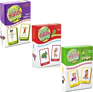 Kids Exercise Cards, Kids Yoga Cards and Animal Action Cards - Fun Kids Exercise Equipment and Kids Workout Equipment. Play Memory Matching Game, Snap and Go Fish with Active Movements