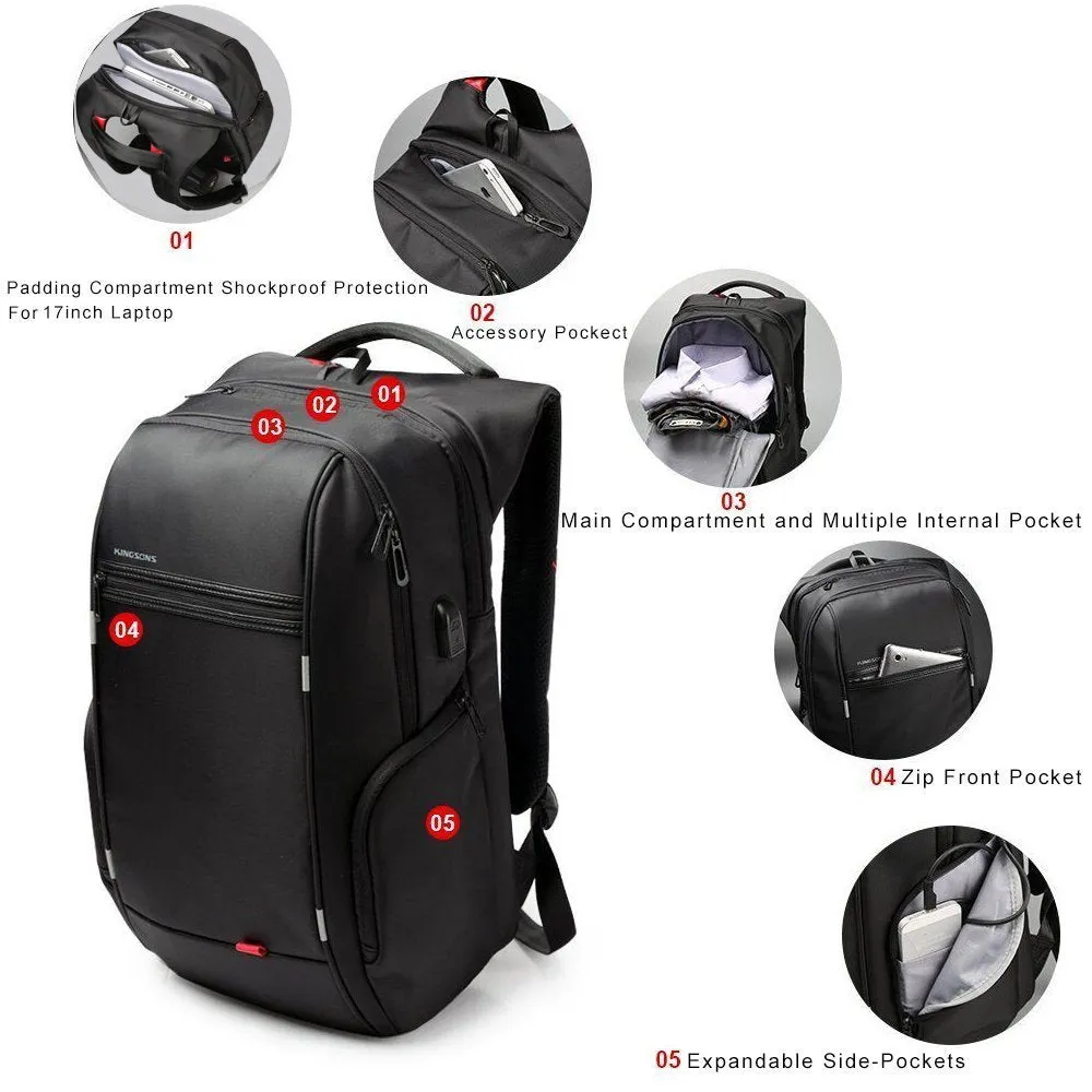 Kingsons Water-Resistant Anti-theft Backpack