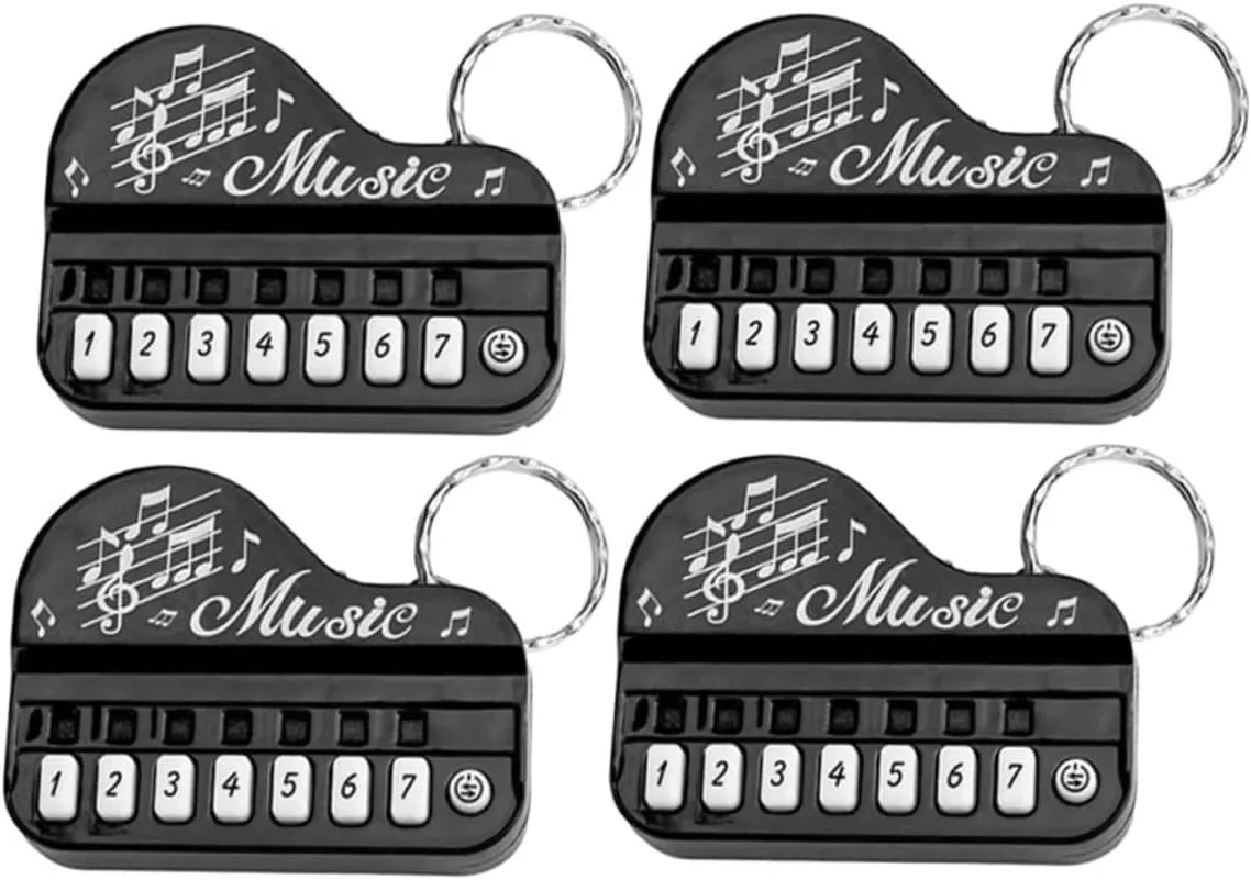 Kisangel 4Pcs Adorable Piano Keyboard Keychain Unique Musical Instrument Keyring for Bags Backpacks Handbags Creative Miniature Decor present for Music Lovers