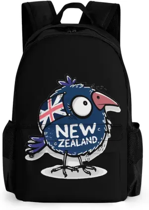 Kiwi Bird New Zealands Flag 16 Inch Laptop Backpack Large Capacity Daypack Travel Shoulder Bag for Men Women
