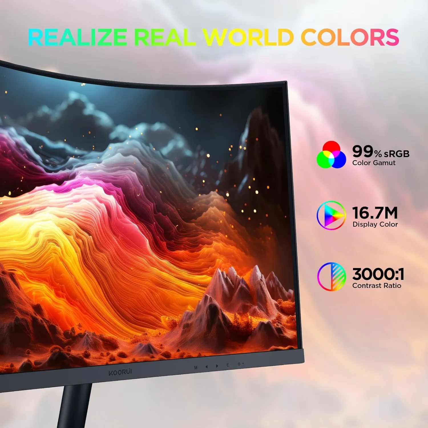 KOORUI 24 inch Curved Monitor, Full HD 1080P Curved Computer Monitor, 1500R Screen, HDMI VGA, Tilt Adjustment, LCD Display, Eye Care, Black 24N5CA