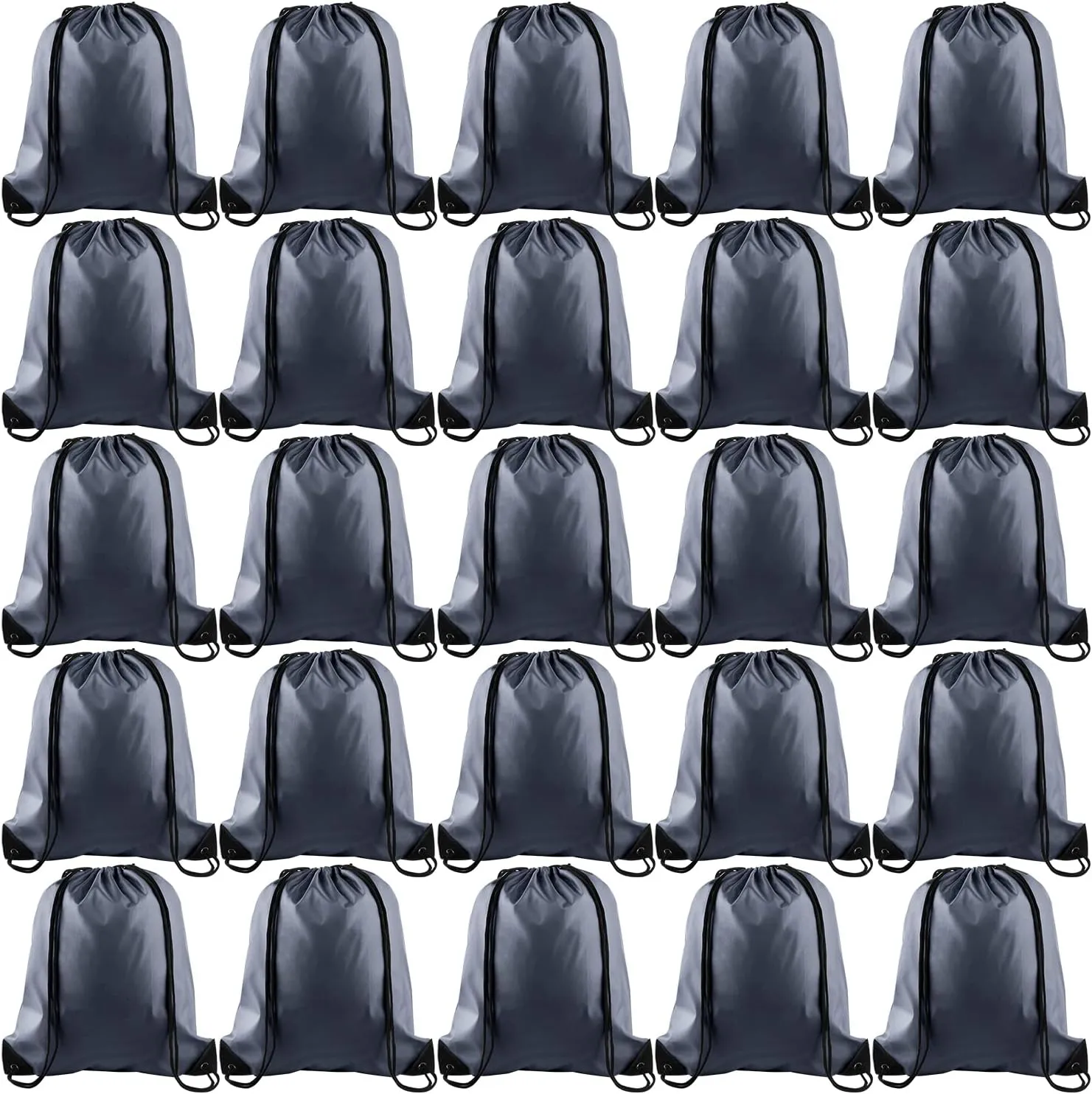 KUUQA 25Pcs Gray Drawstring Bags - String Backpacks for Gym, Sport, Traveling