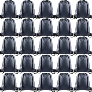 KUUQA 25Pcs Gray Drawstring Bags - String Backpacks for Gym, Sport, Traveling