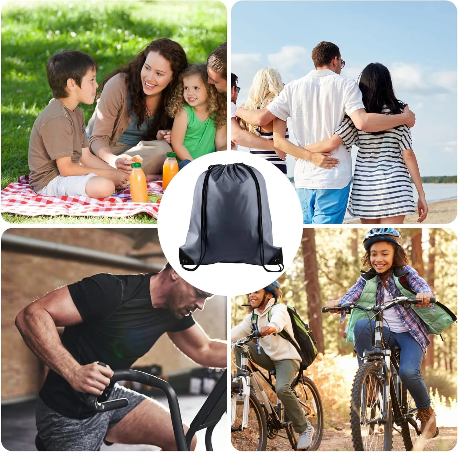 KUUQA 25Pcs Gray Drawstring Bags - String Backpacks for Gym, Sport, Traveling