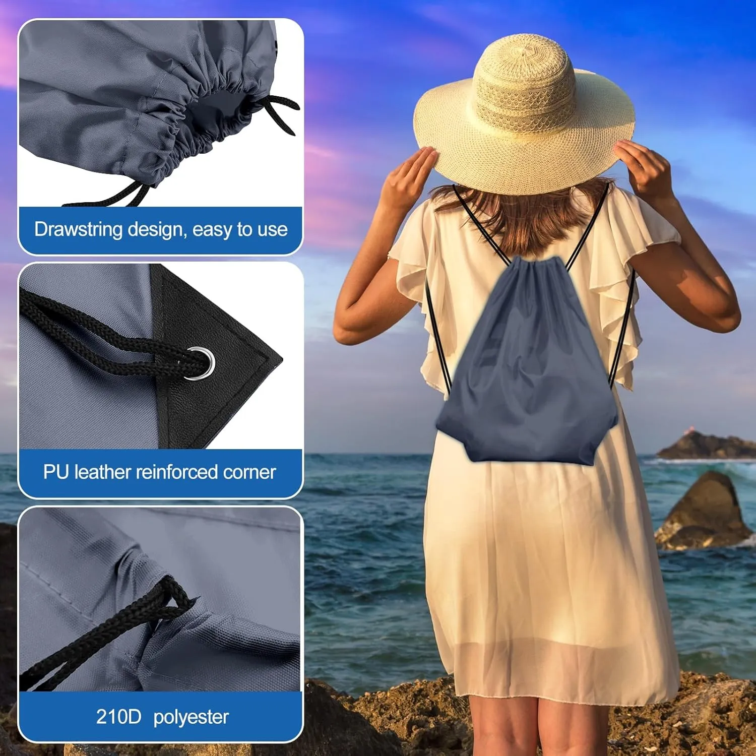 KUUQA 25Pcs Gray Drawstring Bags - String Backpacks for Gym, Sport, Traveling