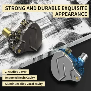 KZ ZSN Pro Wired Earphones in-Ear Headphones HiFi Stereo, 1BA 1DD Dual Driver Powerful Bass and Crystal Clear Audio,Compatible with iPhone, iPad, Android, Computer Most with 3.5mm Jack(Blue with Mic)
