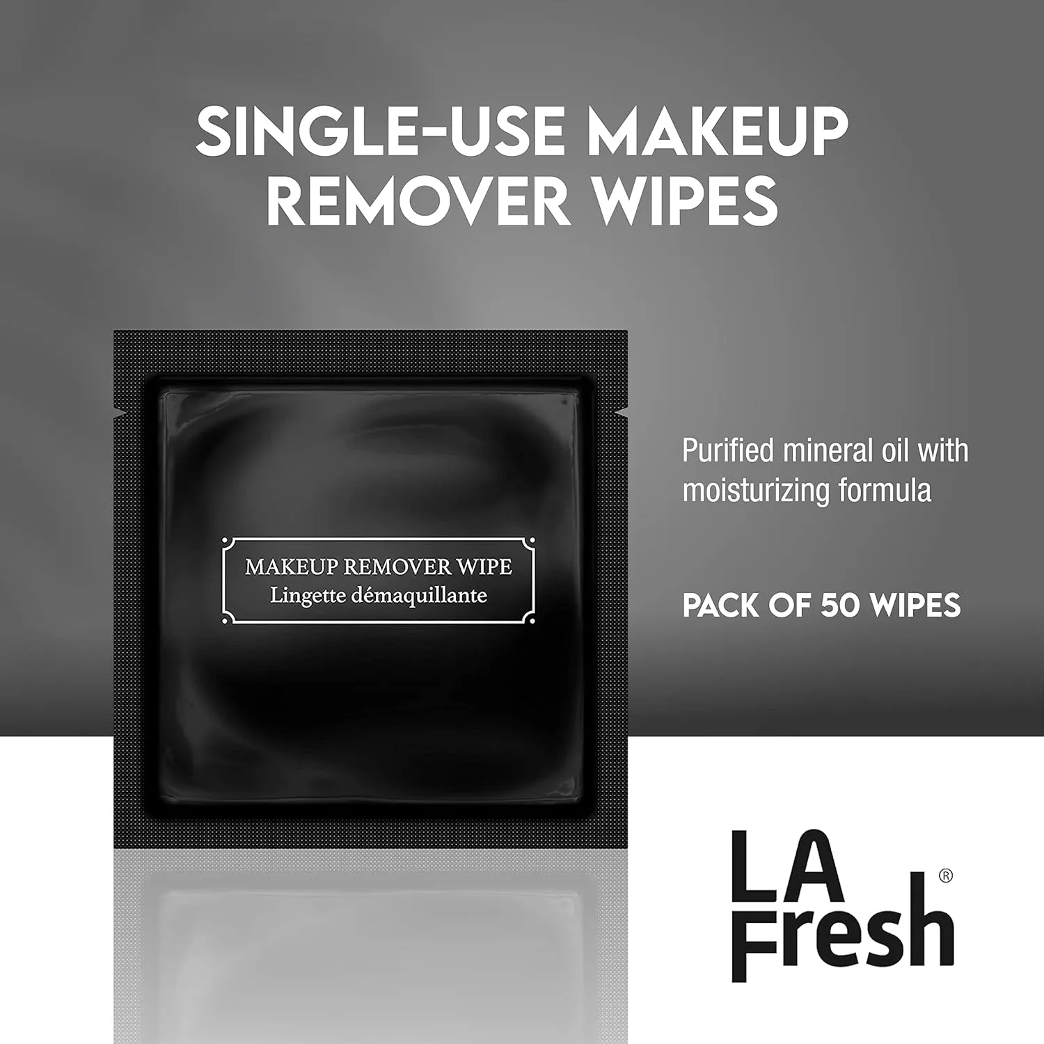 La Fresh Hotel Premium Paraben-Free Makeup Remover Wipes - Black, Light Flora Scent 8x6" Wet Wipes - 50 Wipes, Travel Essentials
