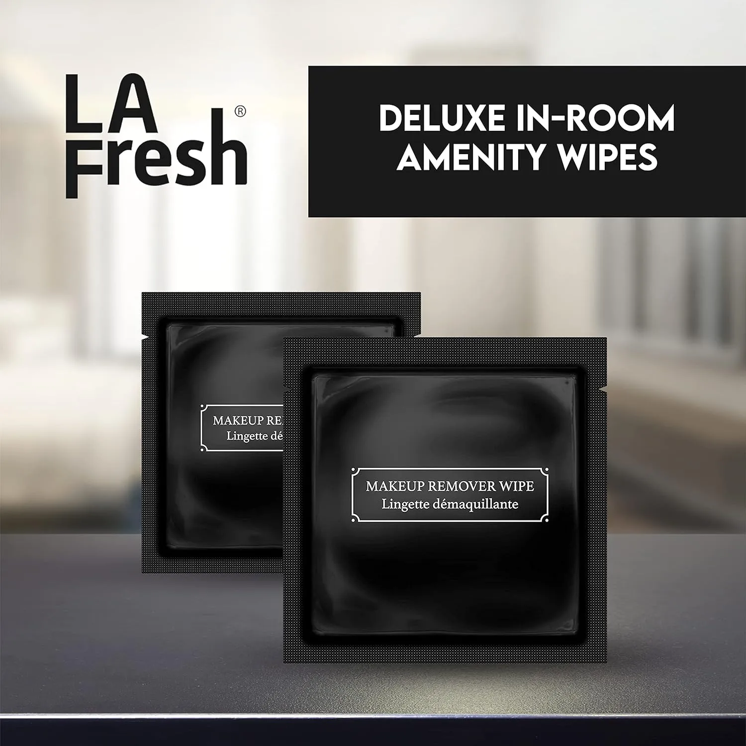 La Fresh Hotel Premium Paraben-Free Makeup Remover Wipes - Black, Light Flora Scent 8x6" Wet Wipes - 50 Wipes, Travel Essentials