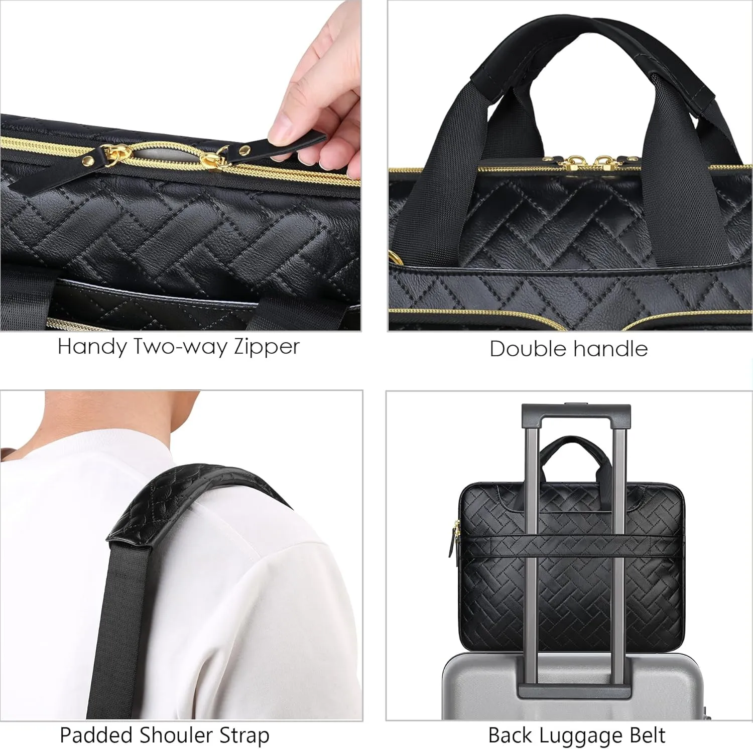 Lacdo 360° Protective Laptop Shoulder Bag, 16 inch Laptop Bag for 16 inch New MacBook Pro M4/M3/M2 /M1 Pro Max A3403 A3186 A2991 A2780 A2485 2024-2019, 15" Surface Laptop 7th Copilot PC, Elegant Black