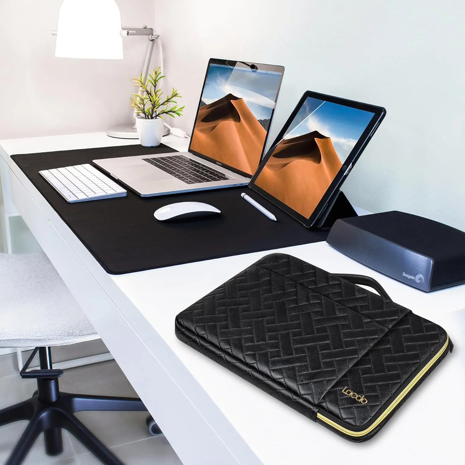 Lacdo 360° Protective Laptop Sleeve Case for 14 inch New MacBook Pro M4/M3/M2/M1 Chips Pro Max A3112 A3401 A3185 A2918 A2992 A2779 2024-2021, 13.8" Surface Laptop Copilot PC Computer Bag,Elegant Black