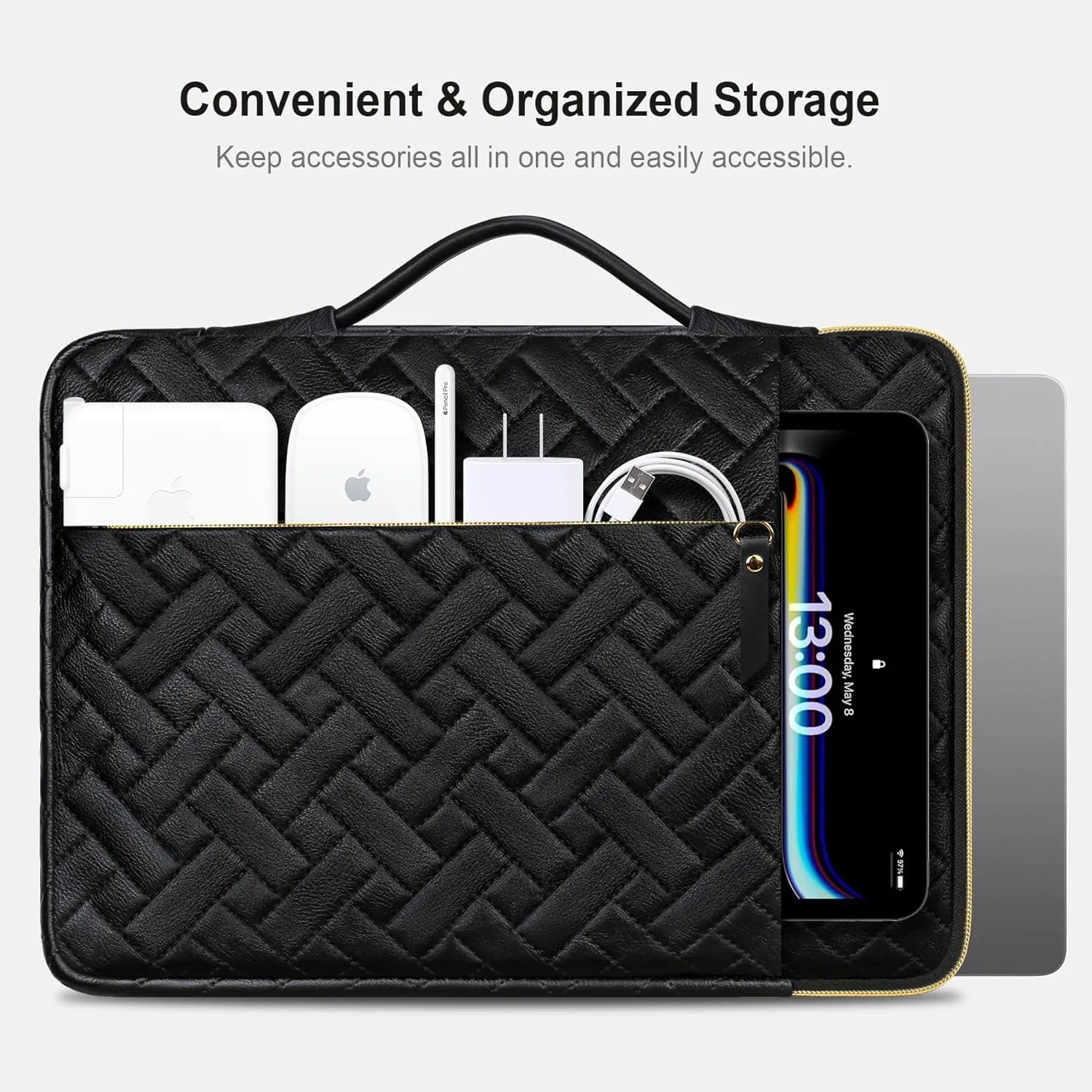 Lacdo 360° Protective Laptop Sleeve Case for 14 inch New MacBook Pro M4/M3/M2/M1 Chips Pro Max A3112 A3401 A3185 A2918 A2992 A2779 2024-2021, 13.8" Surface Laptop Copilot PC Computer Bag,Elegant Black