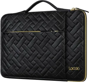 Lacdo 360° Protective Laptop Sleeve Case for 14 inch New MacBook Pro M4/M3/M2/M1 Chips Pro Max A3112 A3401 A3185 A2918 A2992 A2779 2024-2021, 13.8" Surface Laptop Copilot PC Computer Bag,Elegant Black