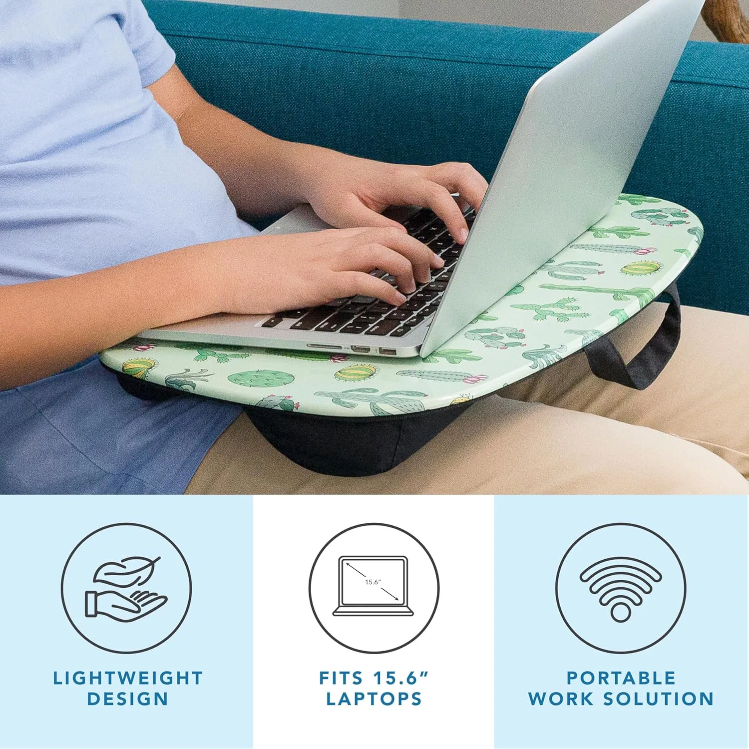 LAPGEAR MyStyle Portable Lap Desk with Cushion - Cactus - Fits up to 15.6 Inch Laptops - Style No. 45373