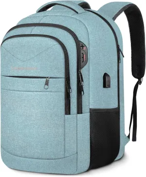 Lapsouno Extra Large Backpack, Travel Laptop Backpack, Carry on Backpack, Sturdy 17 Inch TSA Friendly with USB Port, Water Resistant College School Computer Bag Gifts for Men Women, Lake Green