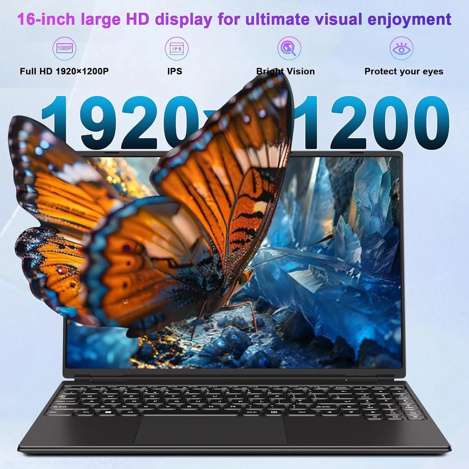 Laptop 16" 12GB 512GB SSD Celeron N5095 Up to 2.9 GHz Win 11 Laptop Support 512GB TF 1TB SSD Expand Notebook with 1920*1200 FHD 5G WiFi BT 4.2 Webcam Cooling Fan for Students and Business-Black