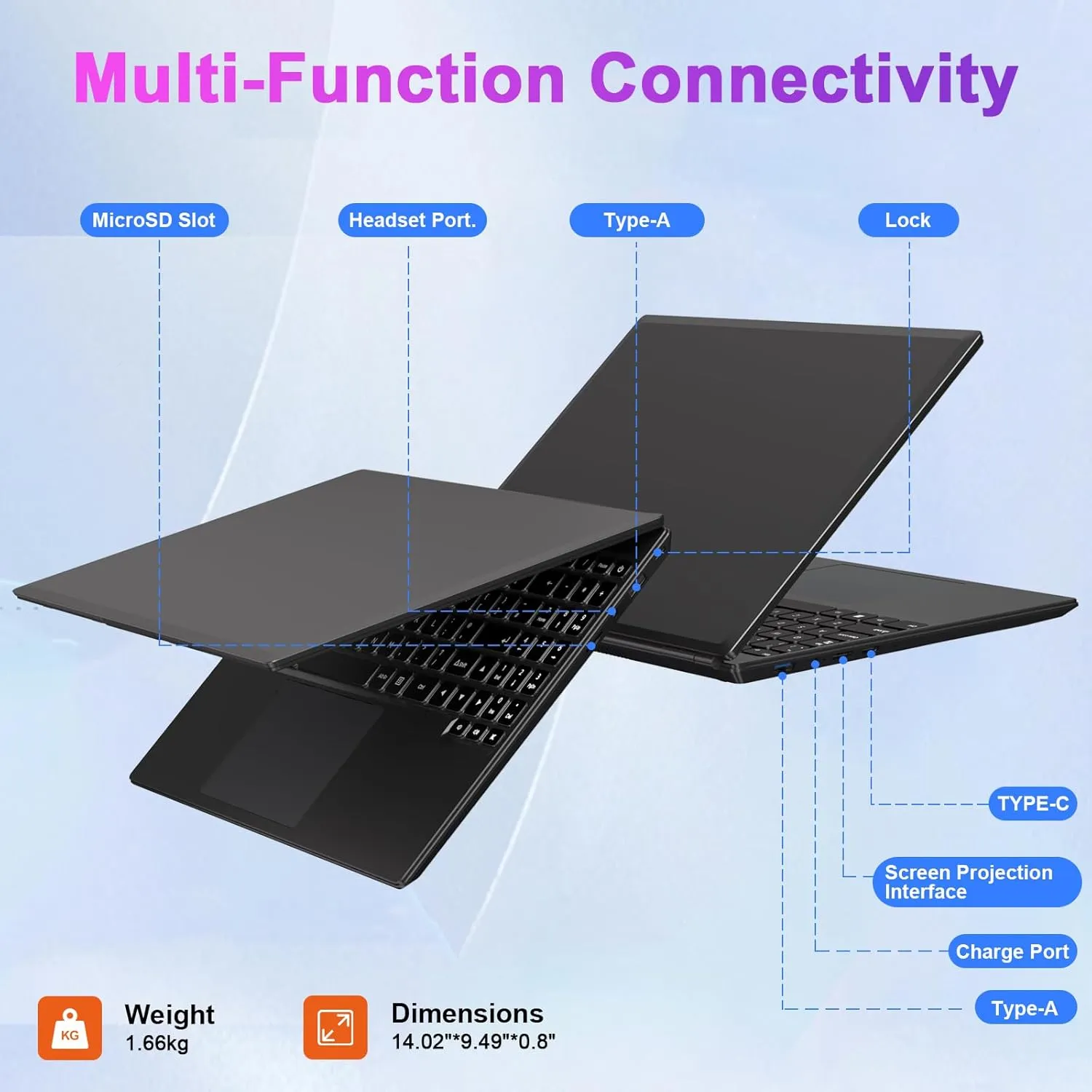 Laptop 16" 12GB 512GB SSD Celeron N5095 Up to 2.9 GHz Win 11 Laptop Support 512GB TF 1TB SSD Expand Notebook with 1920*1200 FHD 5G WiFi BT 4.2 Webcam Cooling Fan for Students and Business-Black