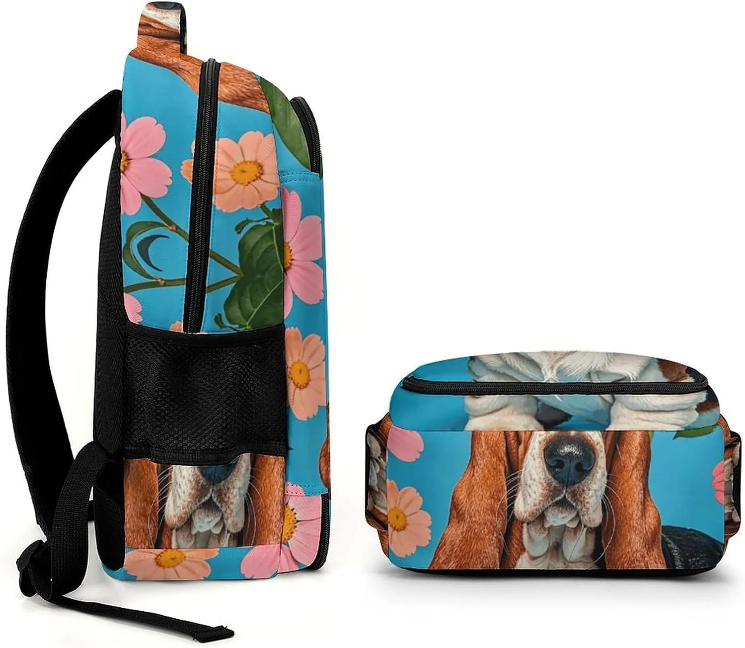 Laptop Backpack for Men Women Daypack Sweet Basset Hound Florals Computer Bag Travel Backpacks Laptop Bag