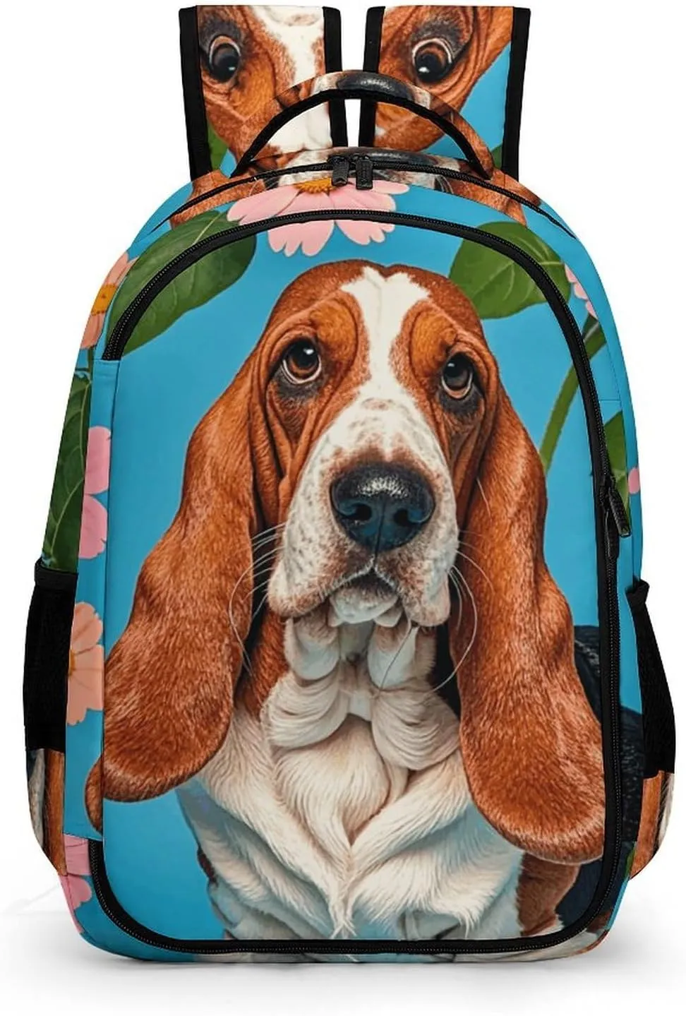 Laptop Backpack for Men Women Daypack Sweet Basset Hound Florals Computer Bag Travel Backpacks Laptop Bag