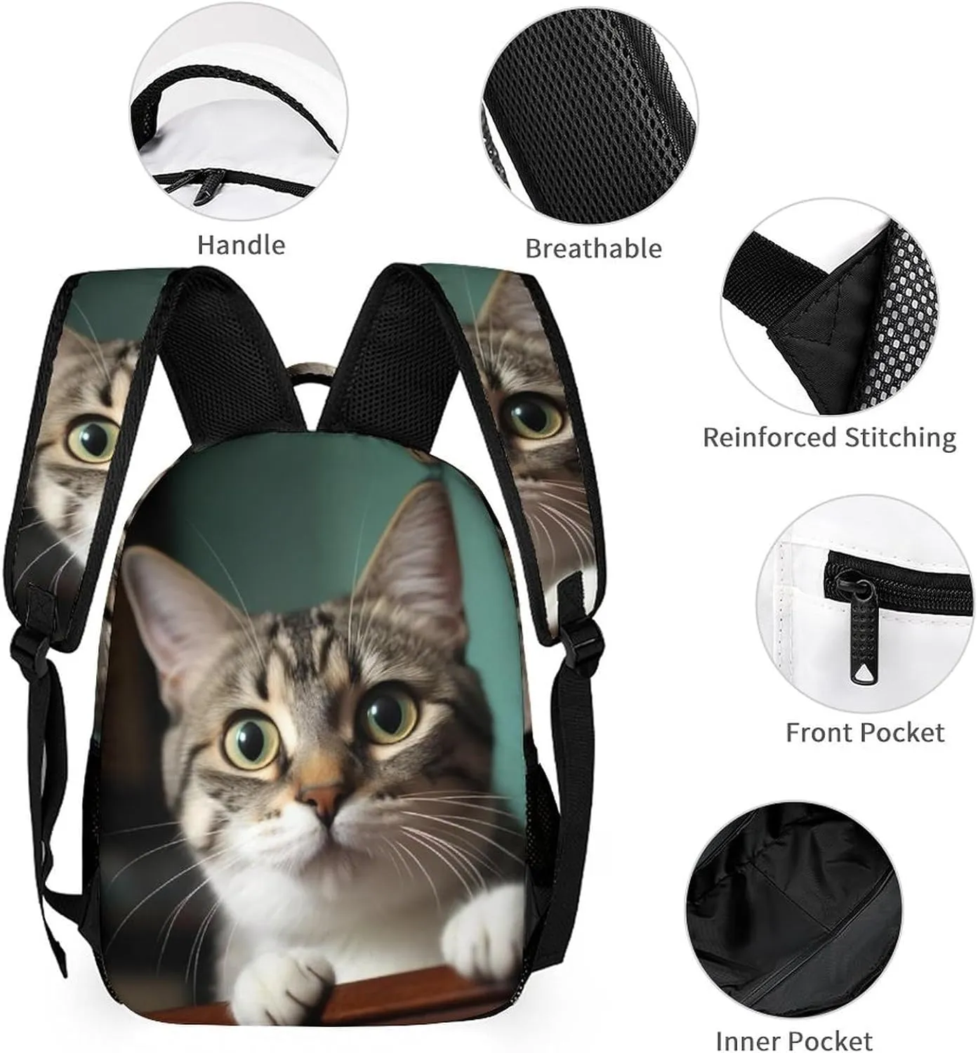 Laptop Backpack for Travel Daypack Computer Bag Work A Curious Cat Back Pack Nurse Bag for Hiking