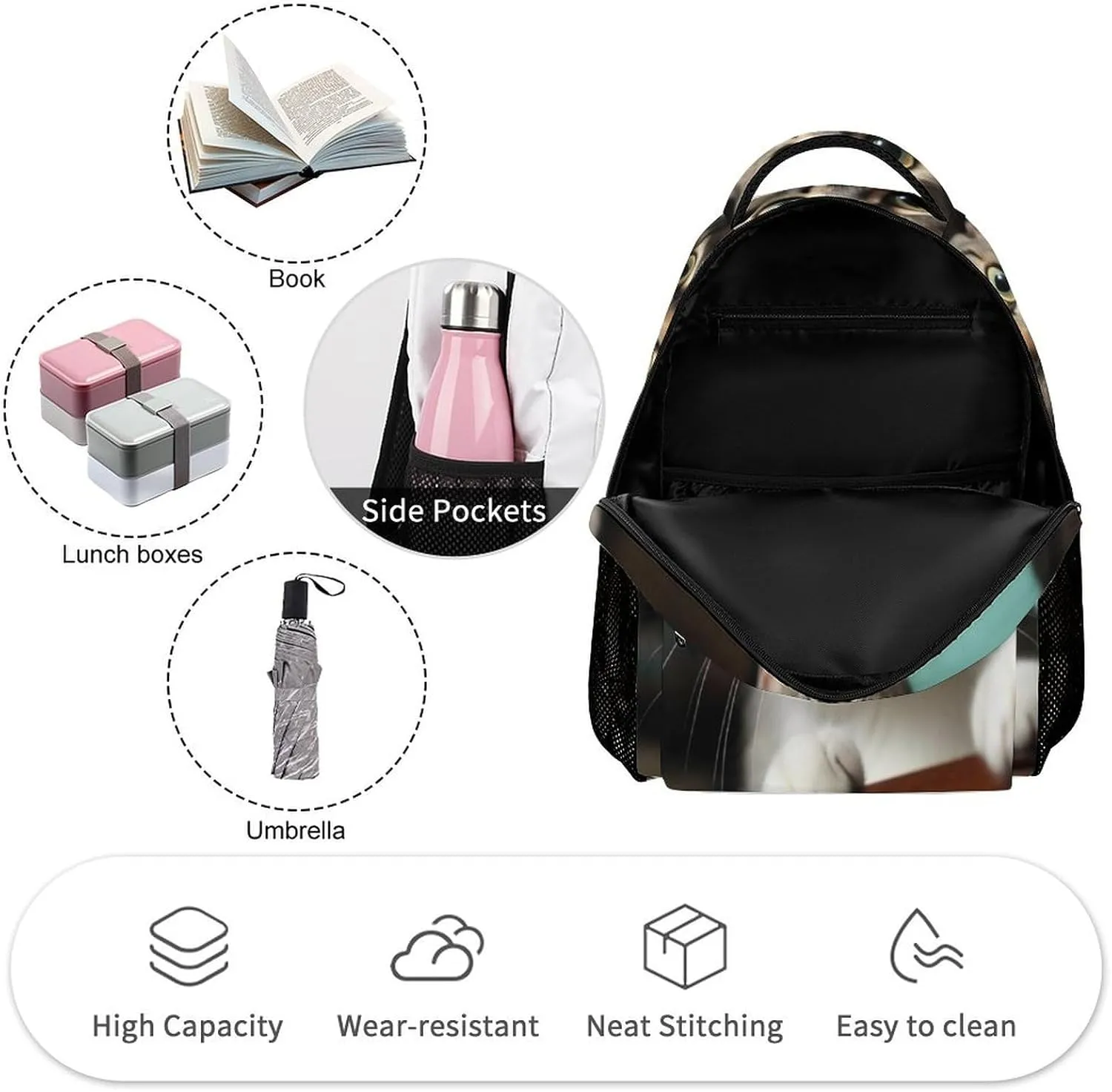 Laptop Backpack for Travel Daypack Computer Bag Work A Curious Cat Back Pack Nurse Bag for Hiking