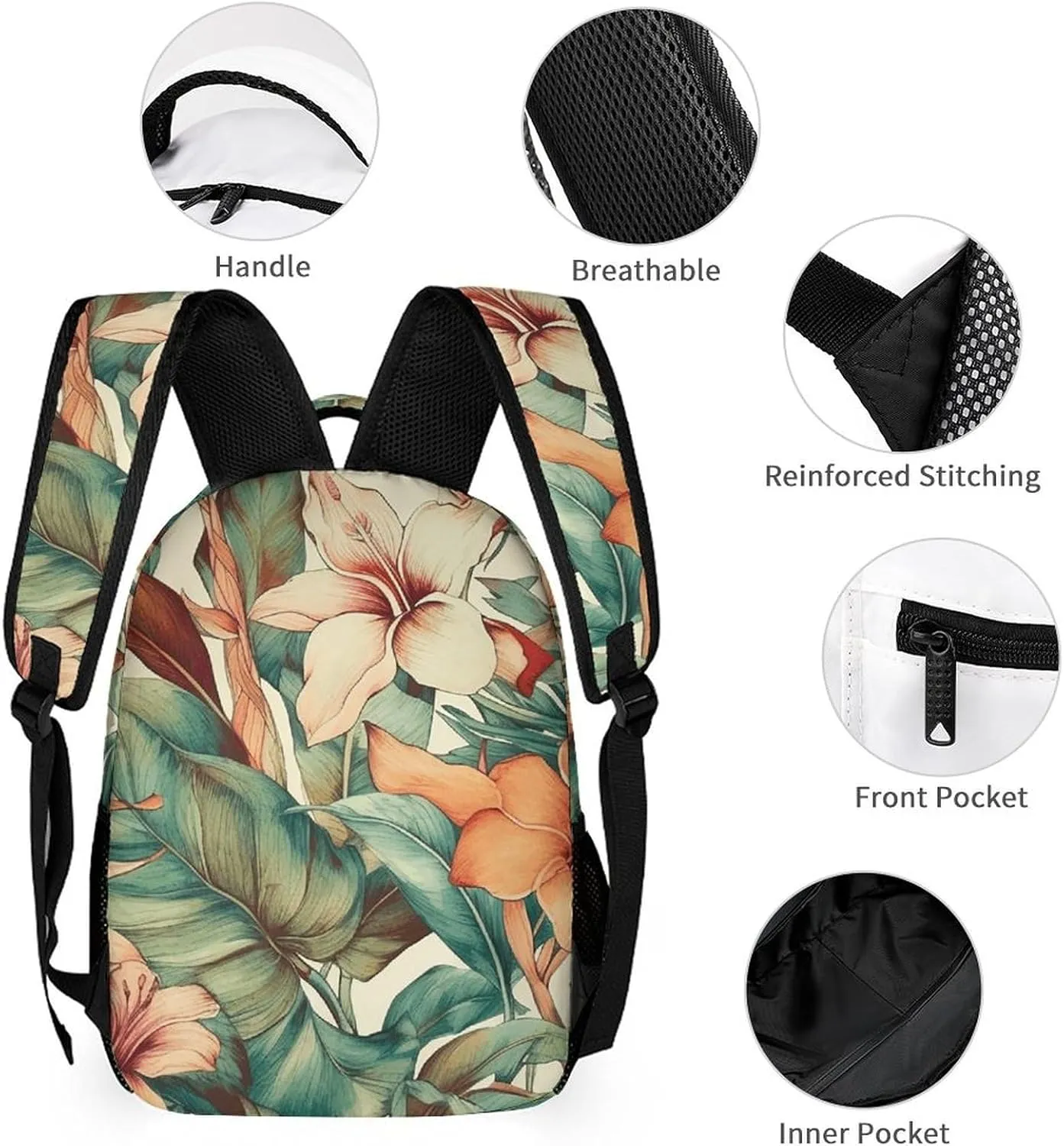 Laptop Backpack for Travel Daypack Computer Bag Work Botanical Watercolor Painting Back Pack Nurse Bag for Hiking