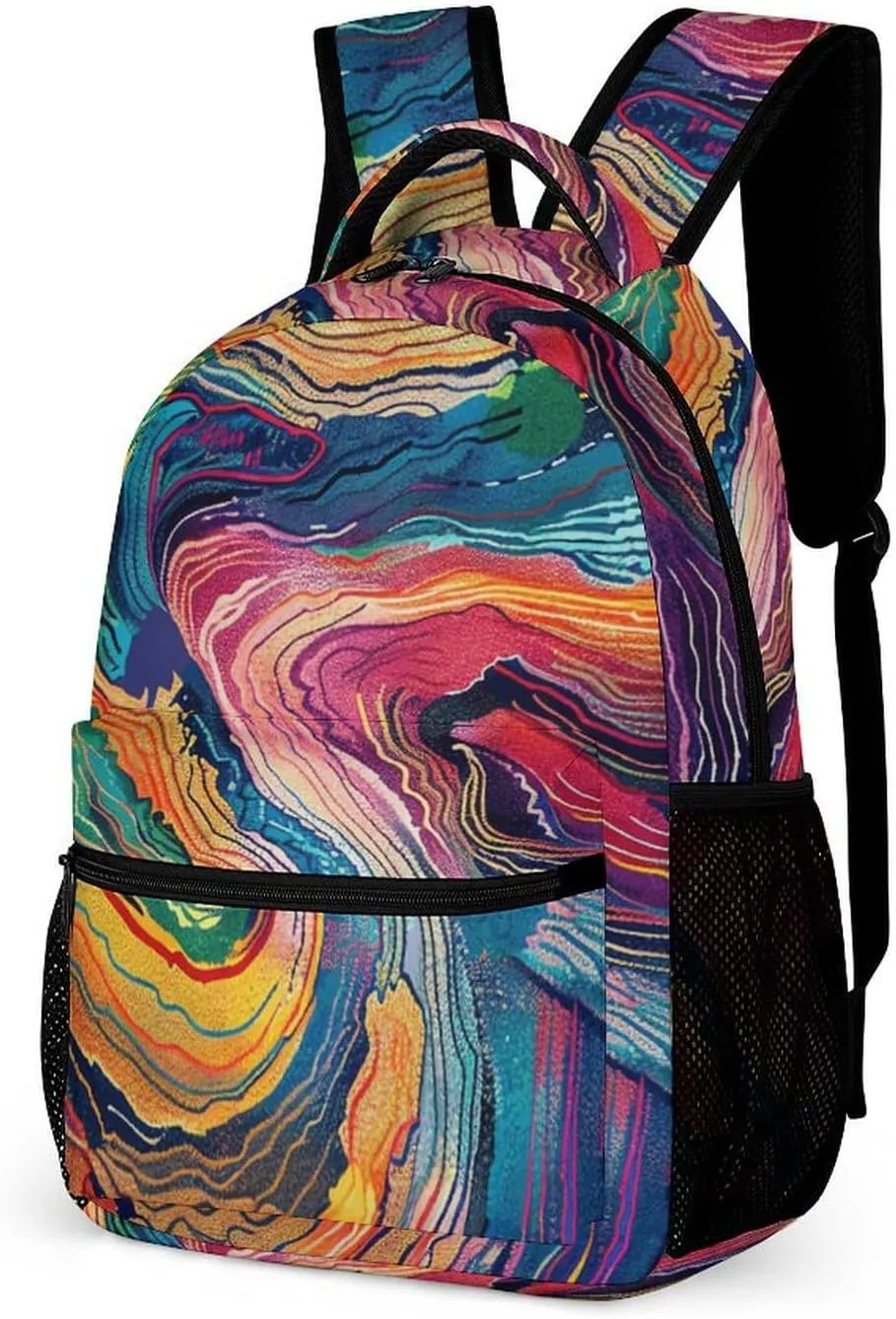 Laptop Backpack for Travel Daypack Computer Bag Work Colored Line Drawing Back Pack Nurse Bag for Hiking