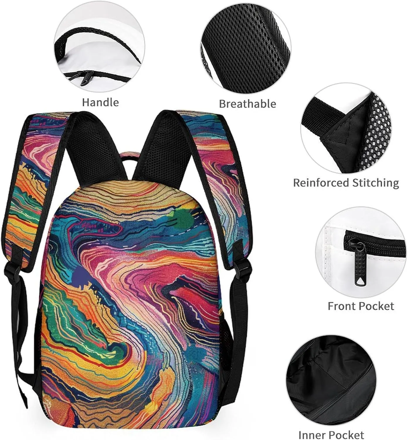 Laptop Backpack for Travel Daypack Computer Bag Work Colored Line Drawing Back Pack Nurse Bag for Hiking