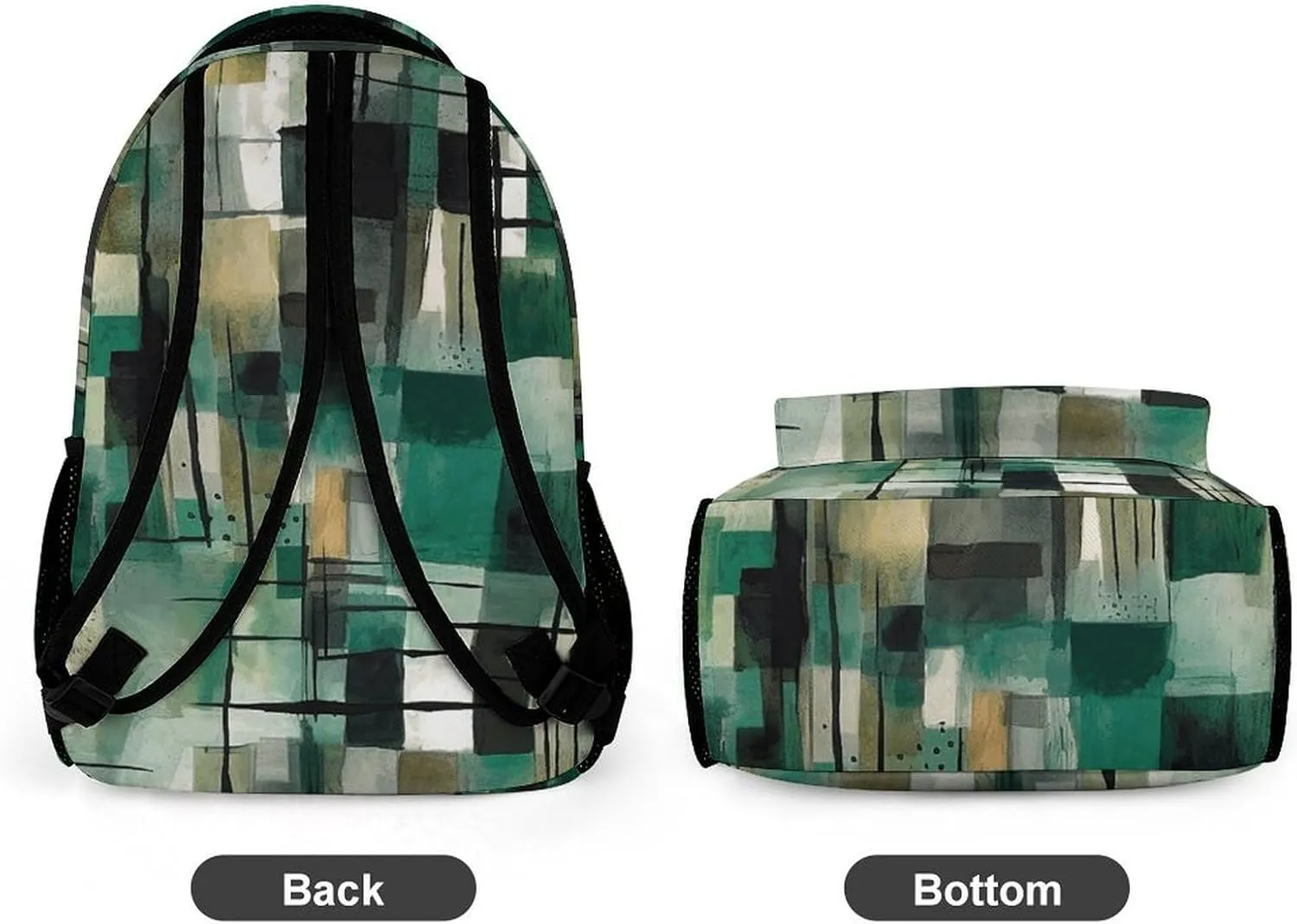Laptop Backpack for Travel Daypack Computer Bag Work Green Square Pattern Back Pack Nurse Bag for Hiking