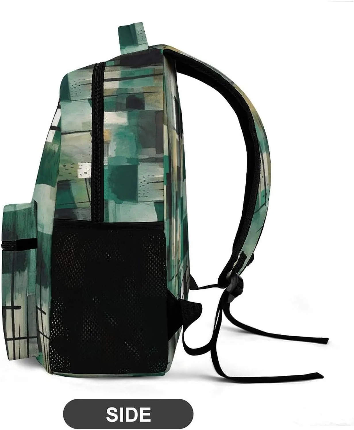 Laptop Backpack for Travel Daypack Computer Bag Work Green Square Pattern Back Pack Nurse Bag for Hiking