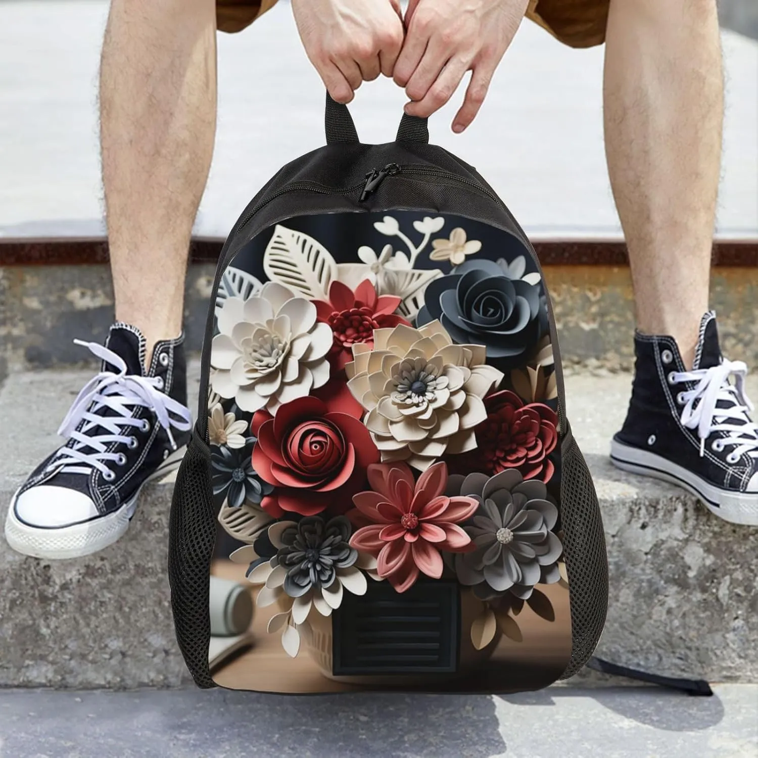 Laptop Backpack for Women Men Carry-on Backpack Bouquet on Table Daypack Lightweight Travel Shoulder Bags