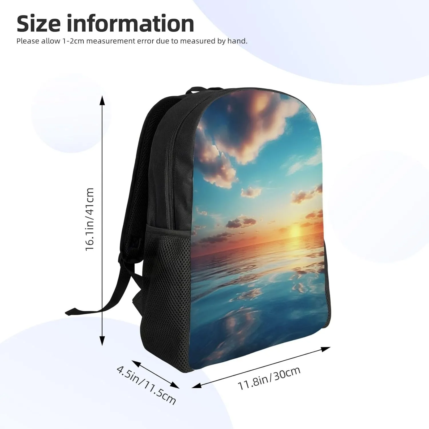 Laptop Backpack for Women Men Carry-on Backpack Calm Ocean at The Sunset Daypack Lightweight Travel Shoulder Bags