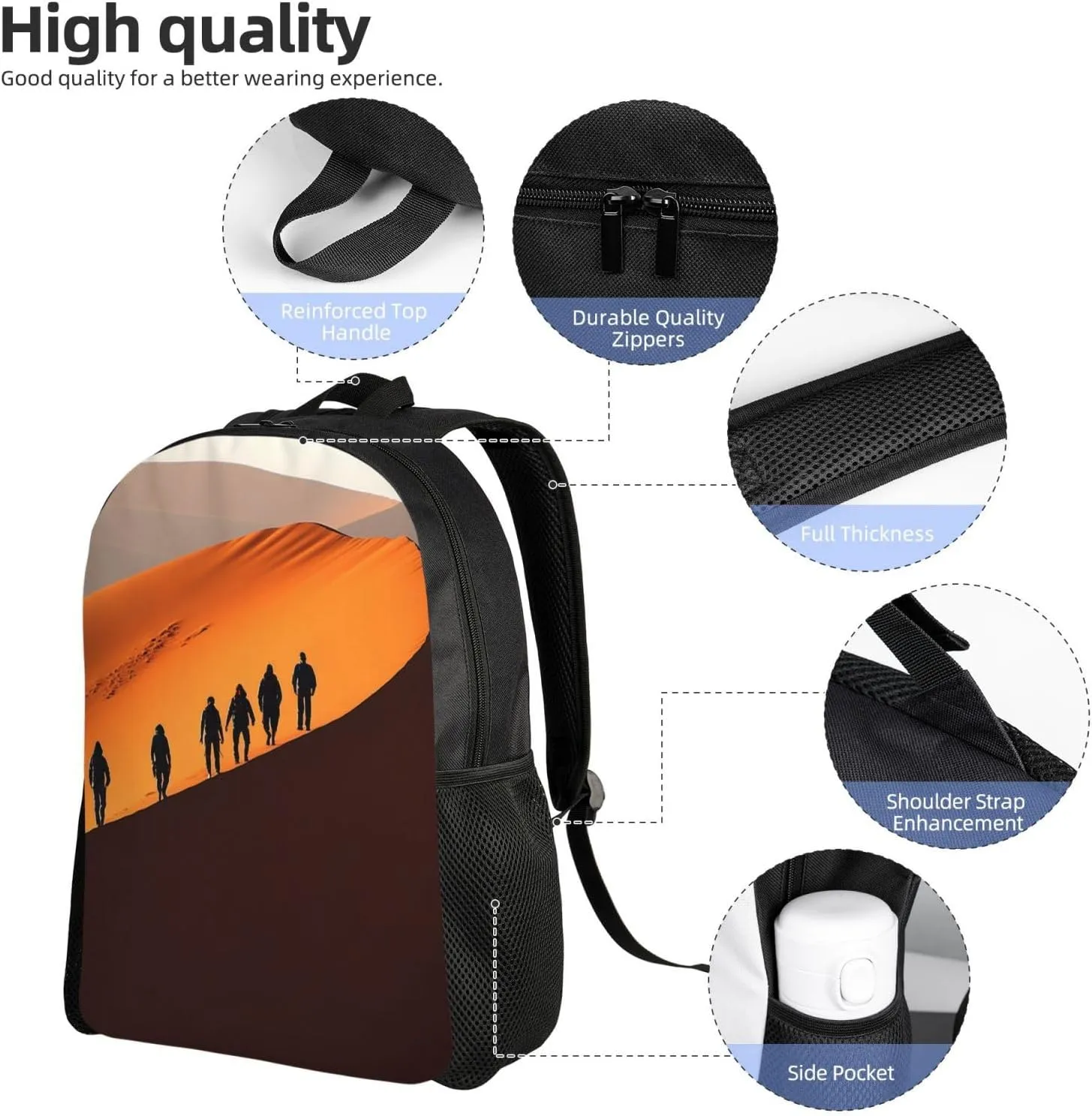 Laptop Backpack for Women Men Carry-on Backpack Climb the Dunes Daypack Lightweight Travel Shoulder Bags