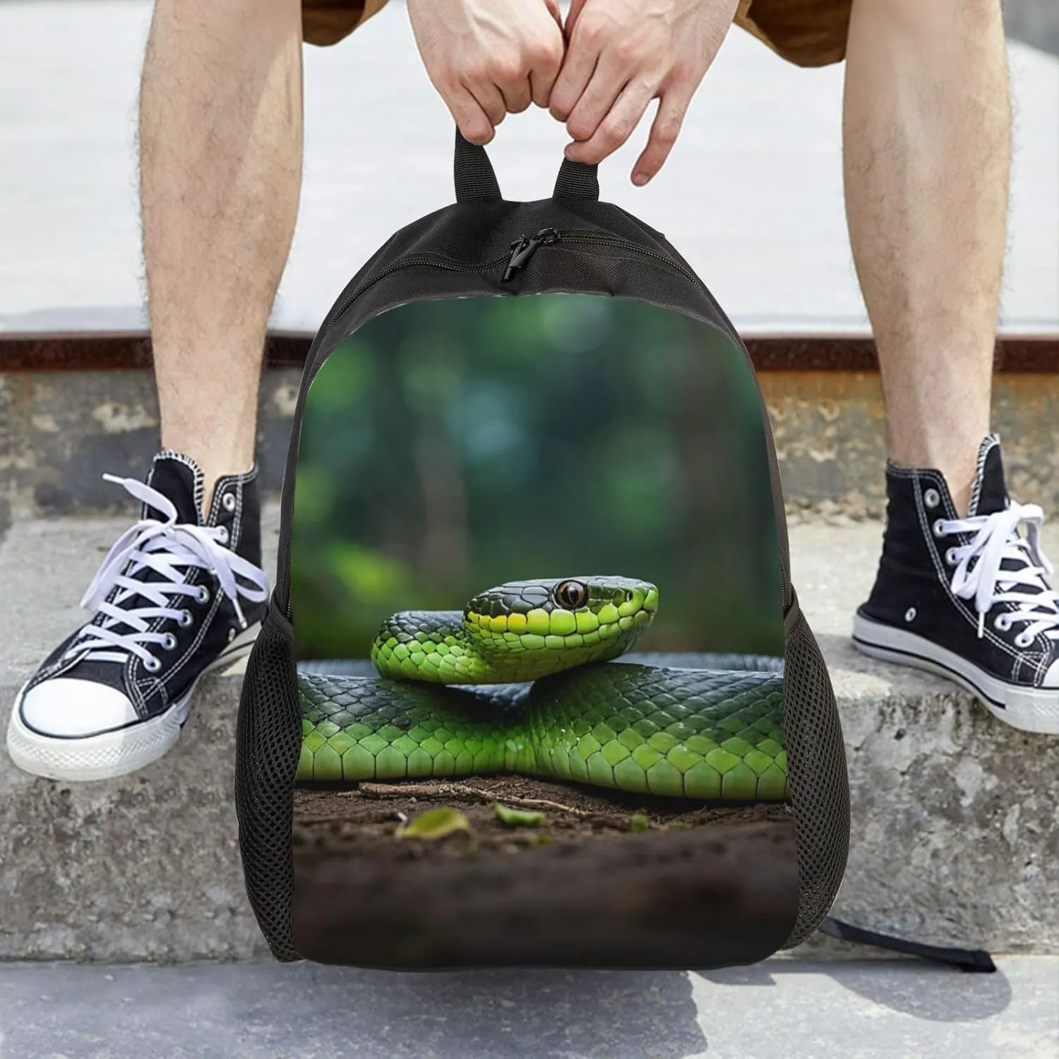 Laptop Backpack for Women Men Carry-on Backpack Cobra Snake Daypack Lightweight Travel Shoulder Bags