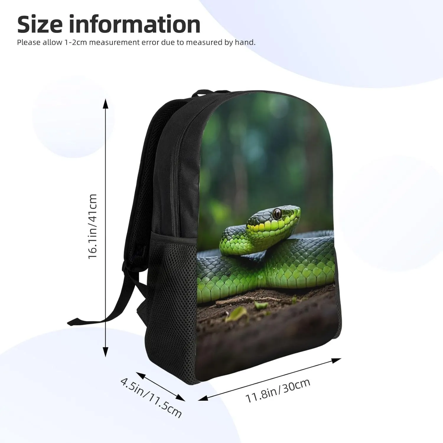 Laptop Backpack for Women Men Carry-on Backpack Cobra Snake Daypack Lightweight Travel Shoulder Bags
