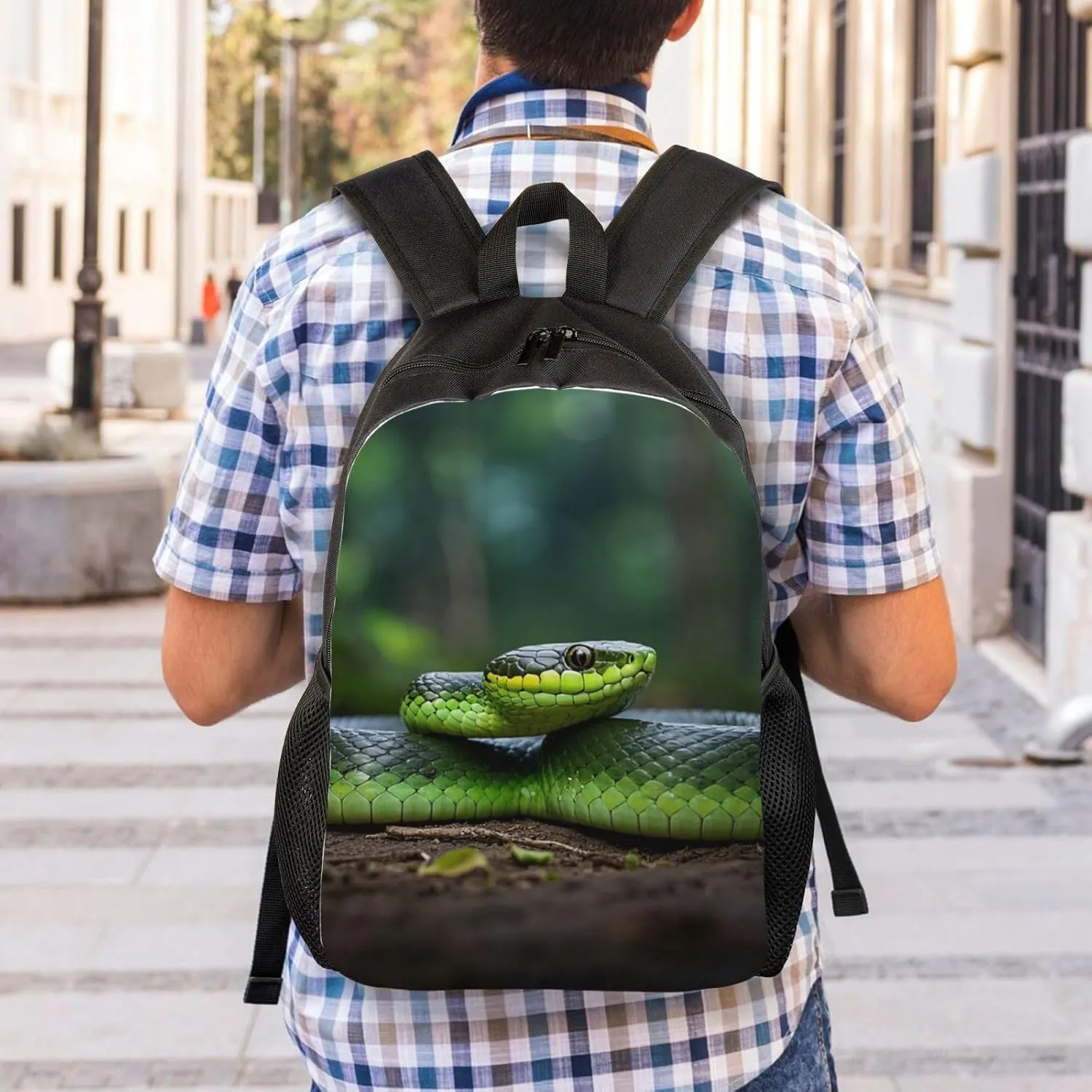 Laptop Backpack for Women Men Carry-on Backpack Cobra Snake Daypack Lightweight Travel Shoulder Bags