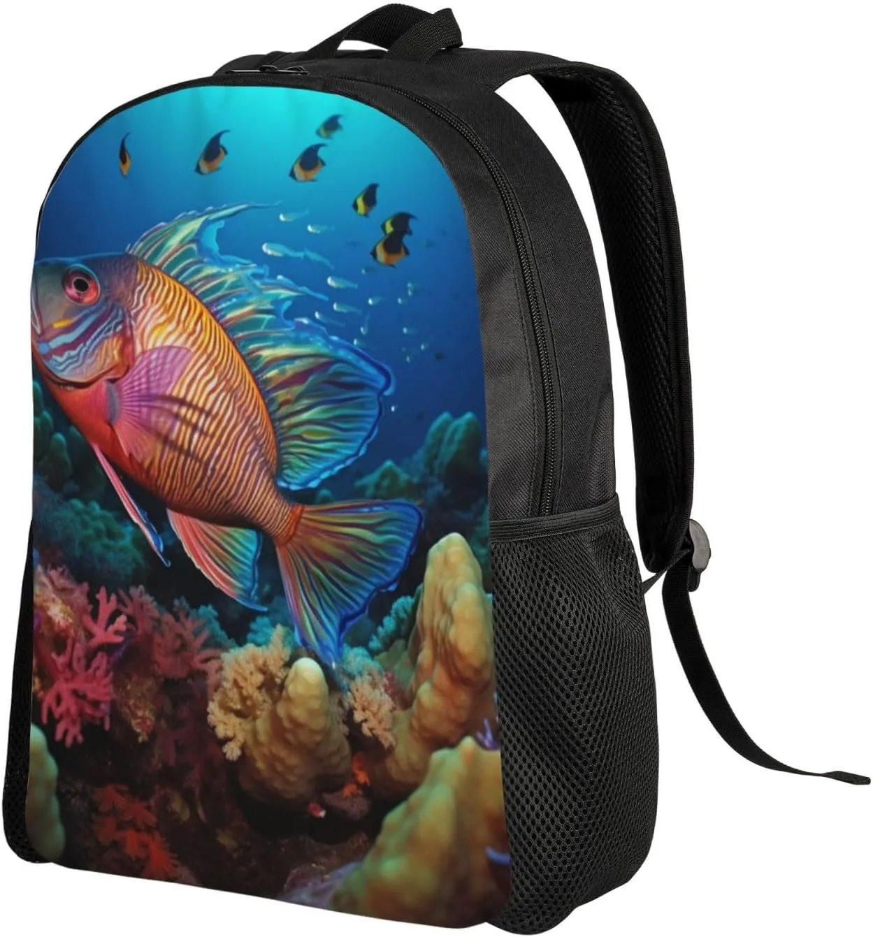 Laptop Backpack for Women Men Carry-on Backpack Colorful Fish Daypack Lightweight Travel Shoulder Bags