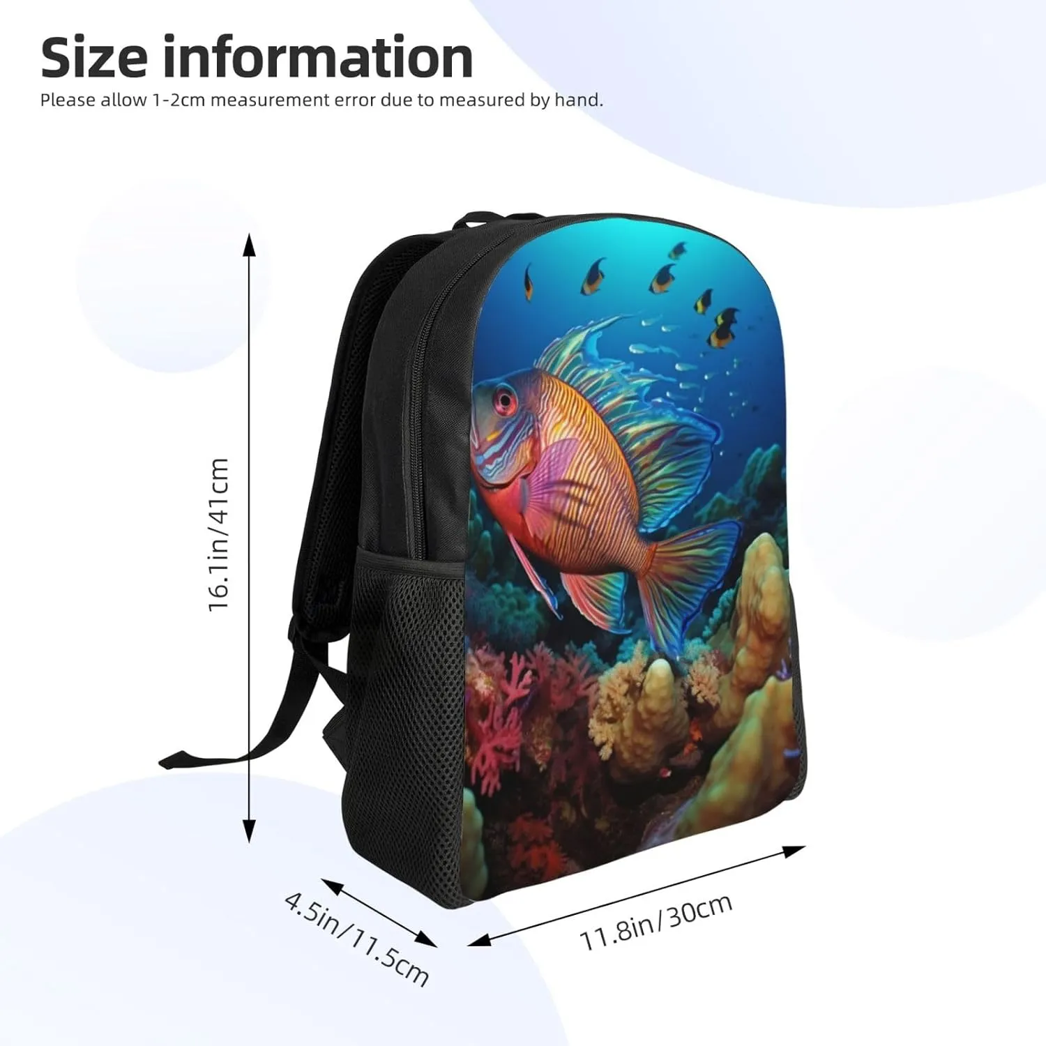 Laptop Backpack for Women Men Carry-on Backpack Colorful Fish Daypack Lightweight Travel Shoulder Bags