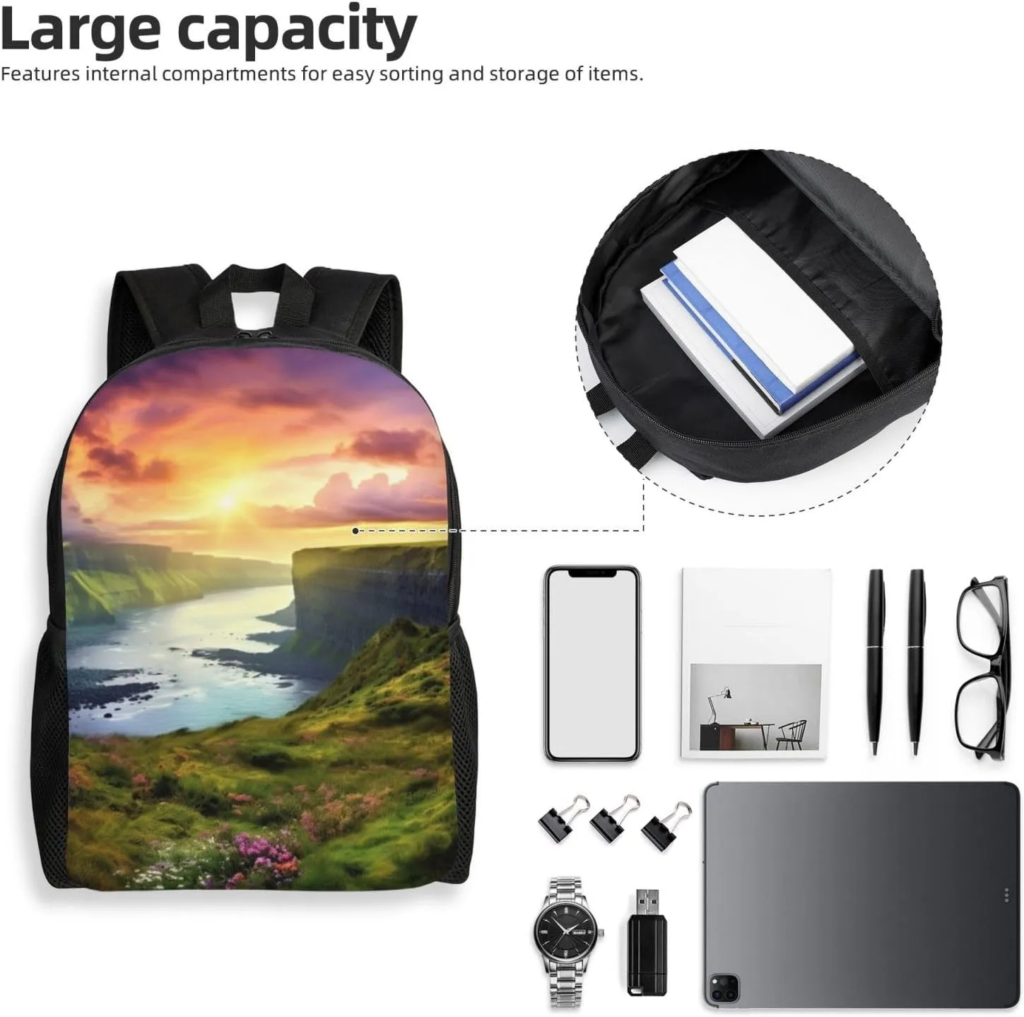 Laptop Backpack for Women Men Carry-on Backpack Colorful Nature Landscape Daypack Lightweight Travel Shoulder Bags