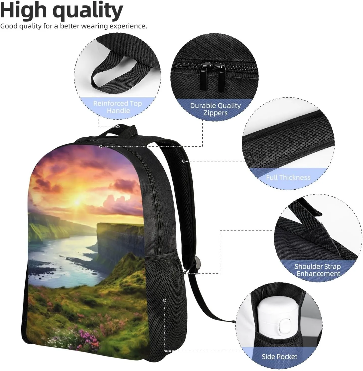 Laptop Backpack for Women Men Carry-on Backpack Colorful Nature Landscape Daypack Lightweight Travel Shoulder Bags
